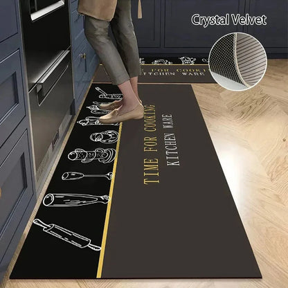 Non-Slip Kitchen Mat Long Crystal Velvet Rug Absorbent Foot Mat Bedroom Living Room Doormat Small Carpet Home Decor