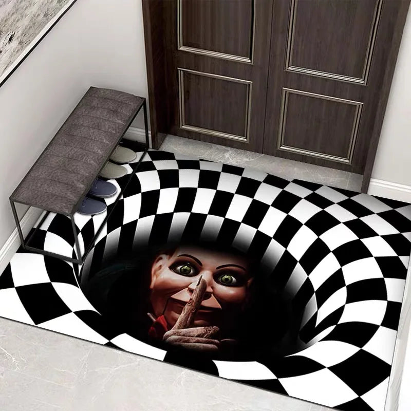 VIKAMA Halloween 3D Sewer Clown Doormat Horror Entry Door Mat Non-Slip Floor Carpet