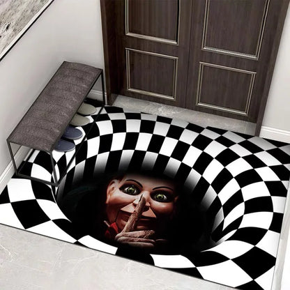 VIKAMA Halloween 3D Sewer Clown Doormat Horror Entry Door Mat Non-Slip Floor Carpet