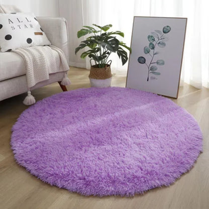 VIKAMA Modern Plush Round Rug Winter Warm Large Area Carpet Bedroom Living Room Bedside Floor Mat Home Decor