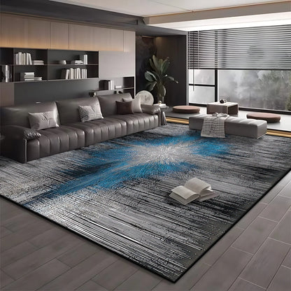 Modern Simple Blue Black Non-Slip Washable Area Rug