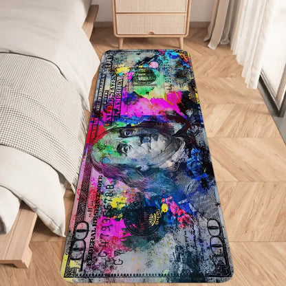 $100 Bill Graffiti Print Rug