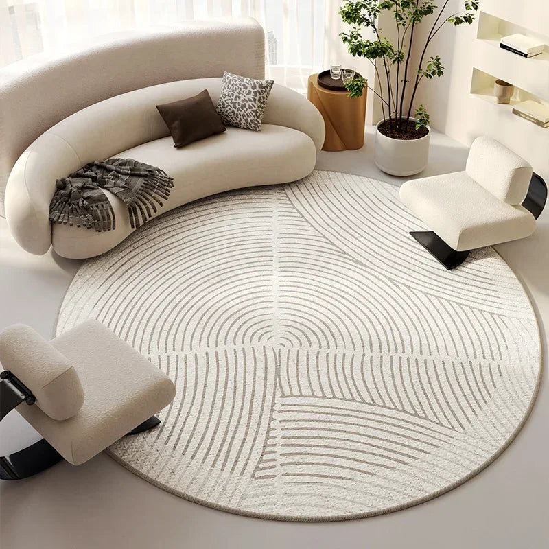 Beige Round Light Luxury Non-Slip Large Area Rug