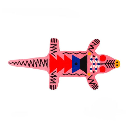 Orange Tiger & Pink Alligator Shaped Cute Decorative Area Rug