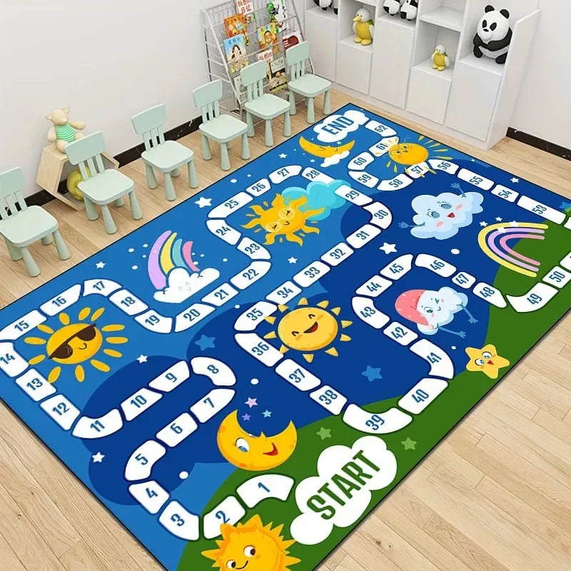 Snakes and Ladders Game Pattern Area Rug