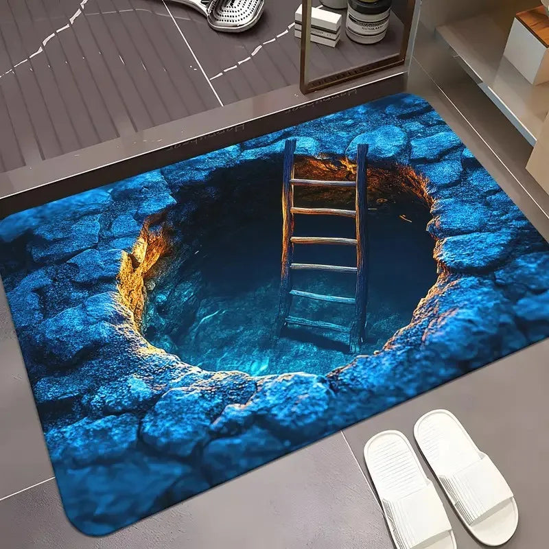 Cave Scenery Pattern Doormat Non-Slip Home Decor Rug Bedroom Living Room Kitchen Entrance Front Door Floor Mat