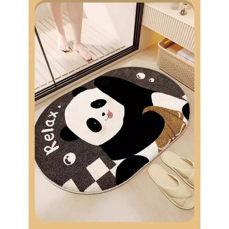 Panda cartoon absorbent non-slip bath mat