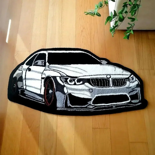 Cool White Car Rug Digital Print Non-Slip Decorative Carpet Housewarming Gift