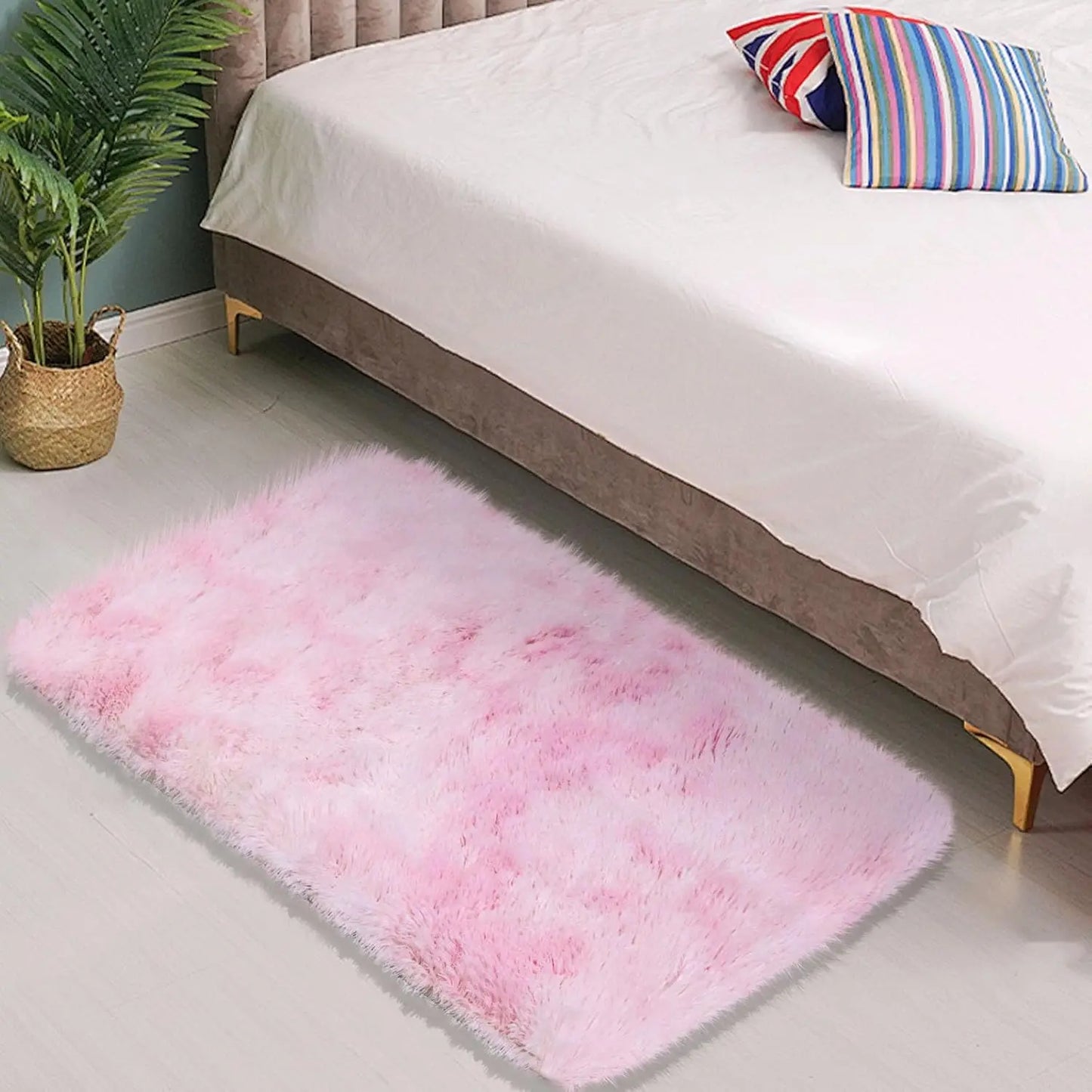 VIKAMA Silk Wool Rug 40×60 cm Soft Washable Bedside Living Room Nursery Mat Home Decor