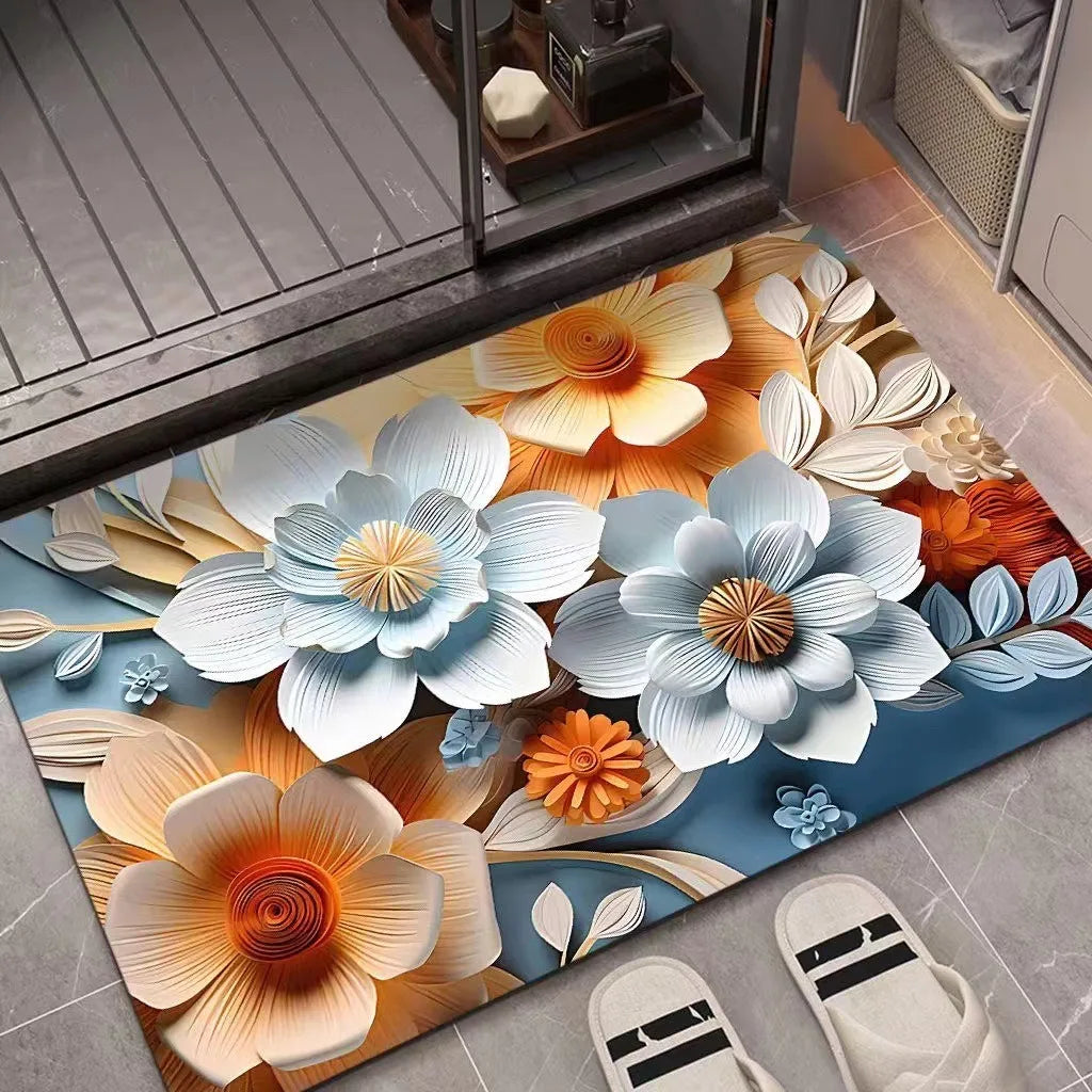 3D Oil Painting Diatomaceous Earth Mat Absorbent Quick-Dry Non-Slip Bathroom Door Floor Rug Home Decor