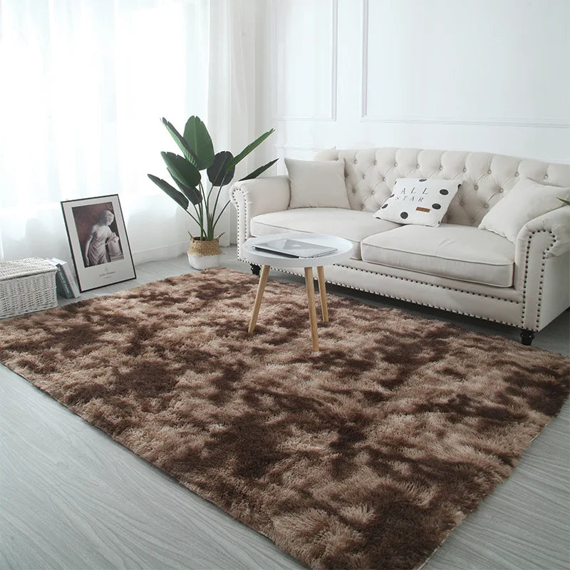 Fluffy plush living room area rug