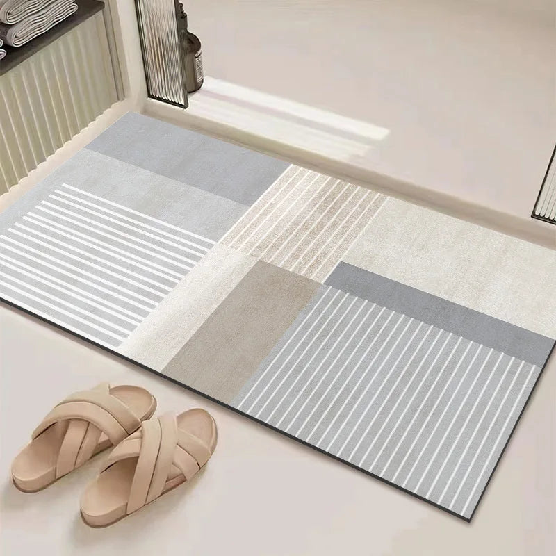 Minimalist Bathroom Floor Mat Diatomaceous Earth Absorbent Non-Slip Quick-Dry Shower Door Rug Home Decor