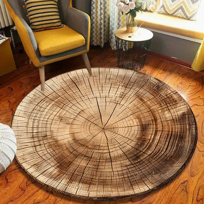 Rustic tree stump crack pattern area rug