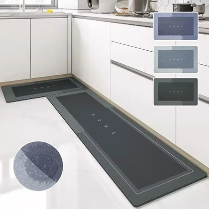 Long absorbent non-slip diatom kitchen mat
