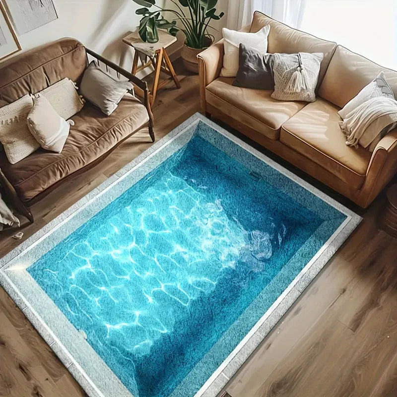 VIKAMA 3D Swimming Pool Fish Pond Non-Slip Area Rug