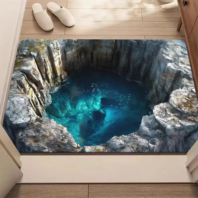 Cave Scenery Pattern Doormat Non-Slip Home Decor Rug Bedroom Living Room Kitchen Entrance Front Door Floor Mat