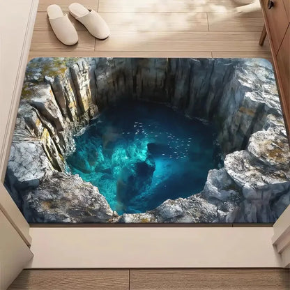 Cave Scenery Pattern Doormat Non-Slip Home Decor Rug Bedroom Living Room Kitchen Entrance Front Door Floor Mat