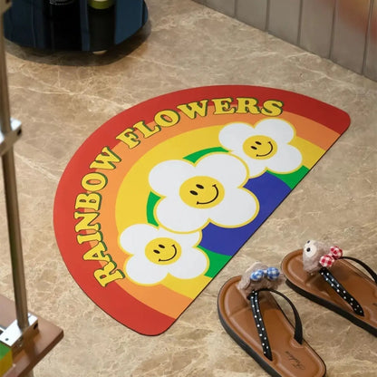 VIKAMA Rainbow Flower Anti-Slip Floor Mat