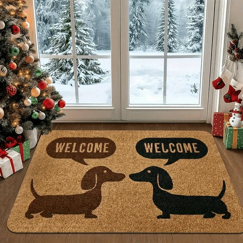 Funny Dachshund Chicken Welcome Mat