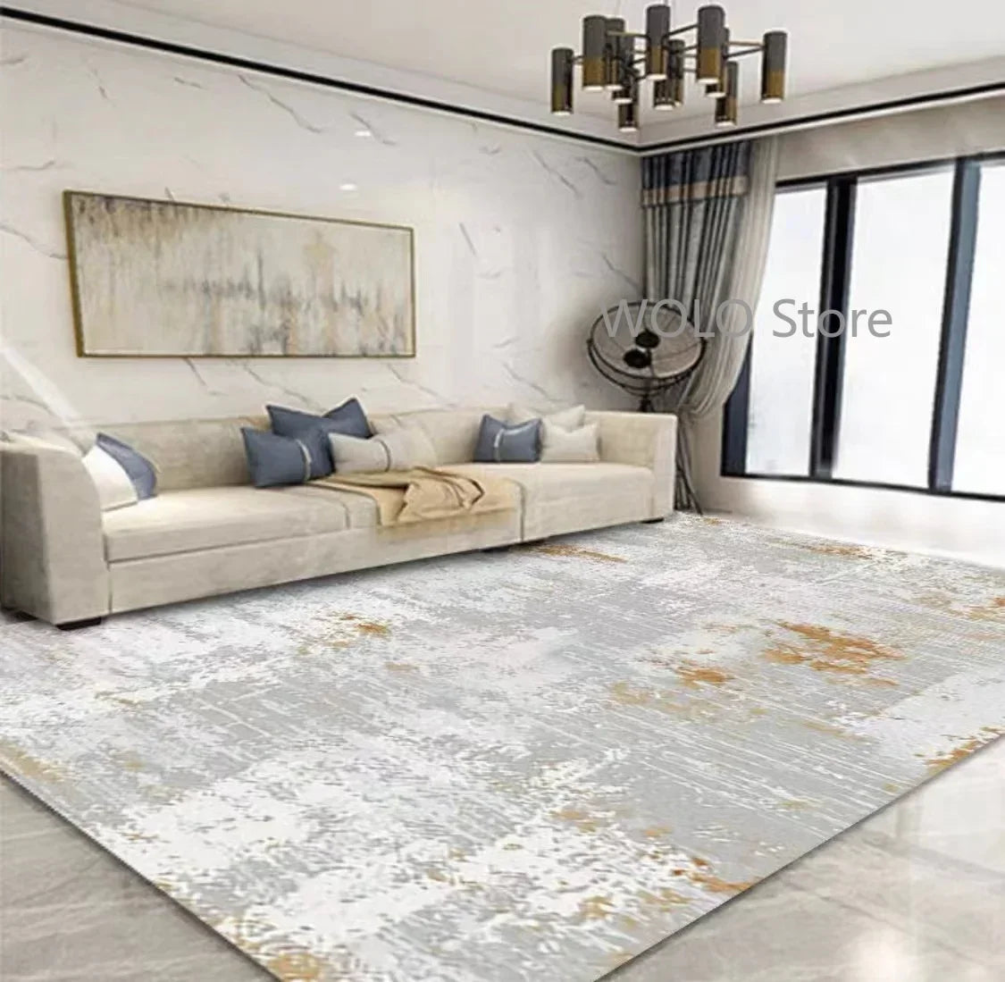 Nordic Ink Splash Abstract Washable Area Rug
