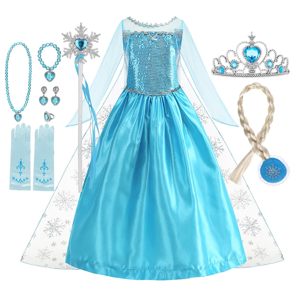 Disney Frozen Elsa Anna Princess Costume Dress For Girls