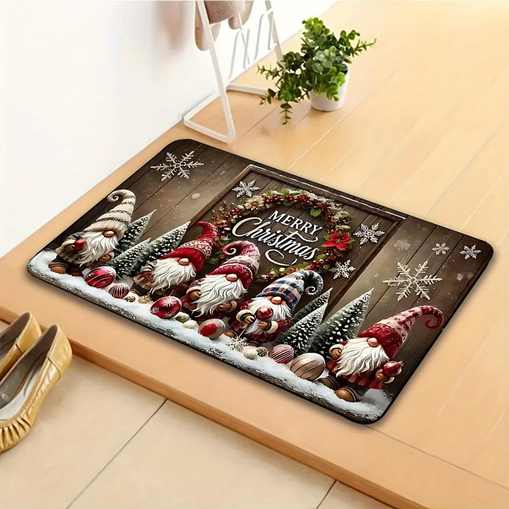 Santa Claus Christmas welcome door mat holiday decor rug