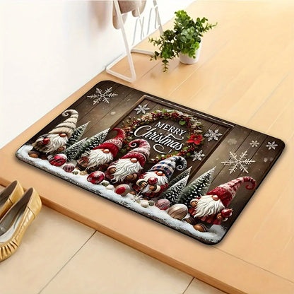 Santa Claus Christmas welcome door mat holiday decor rug