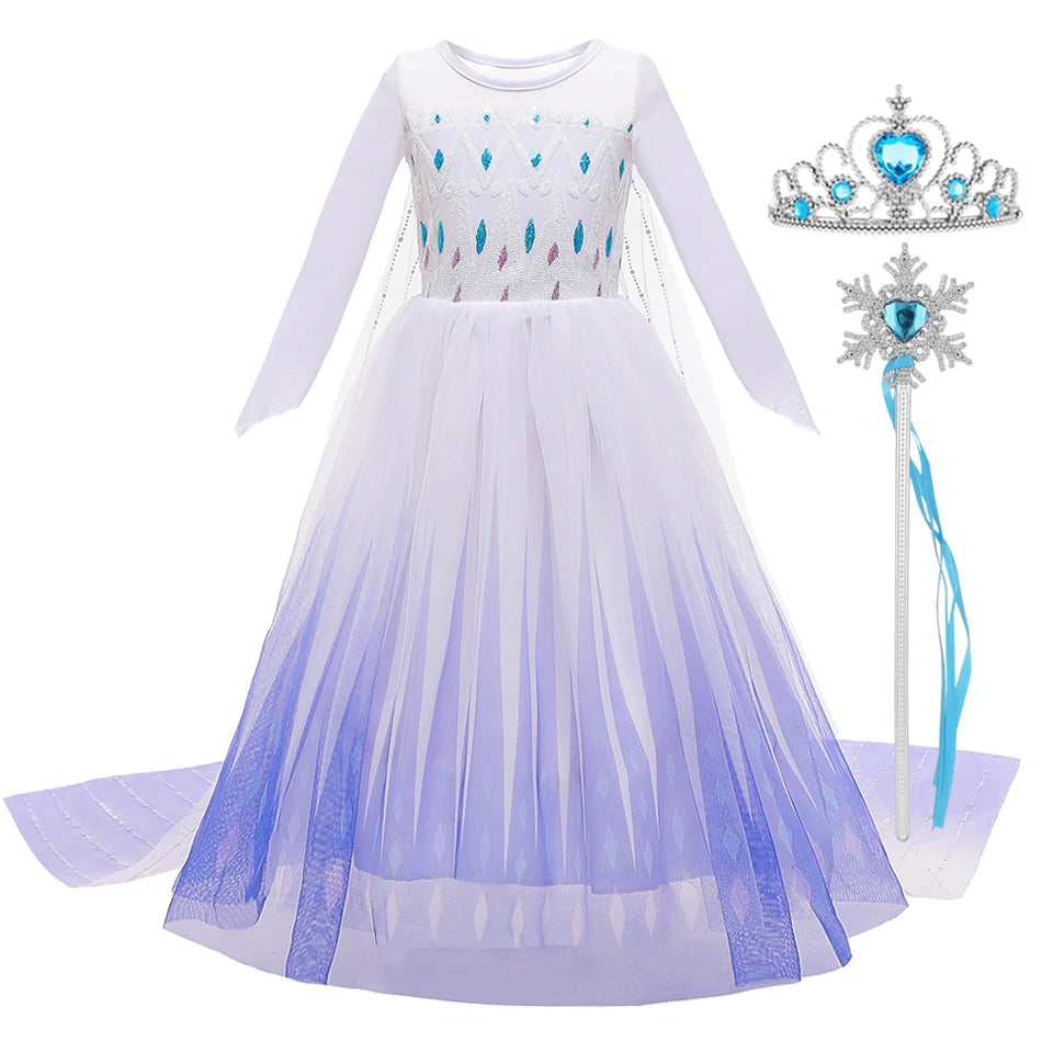 Disney Frozen Elsa Anna Princess Costume Dress For Girls