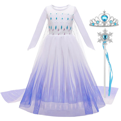 Disney Frozen Elsa Anna Princess Costume Dress For Girls