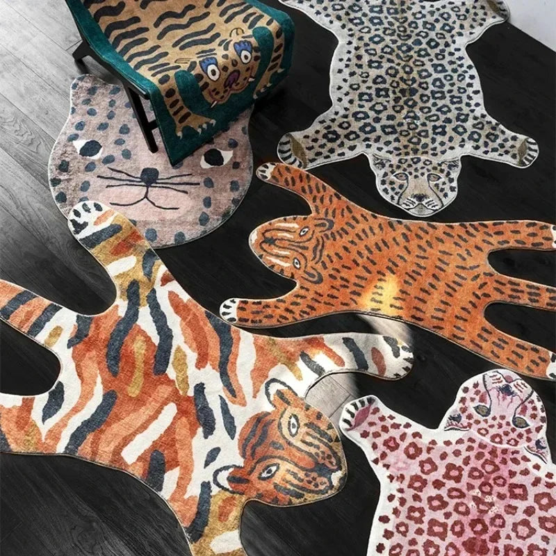 VIKAMA Cartoon Leopard Plush Soft Area Rug