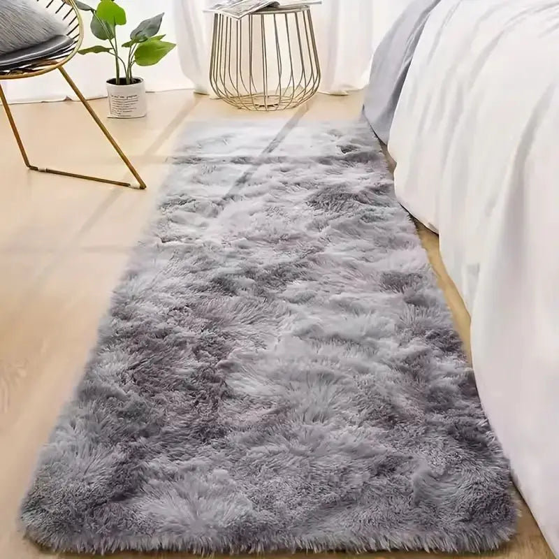 VIKAMA 40x120cm Gradient Tie-Dye Plush Carpet Soft Shaggy Bedroom Living Room Floor Mat
