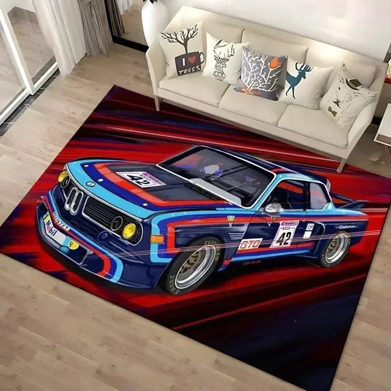 Racing Car Pattern Washable Area Rug
