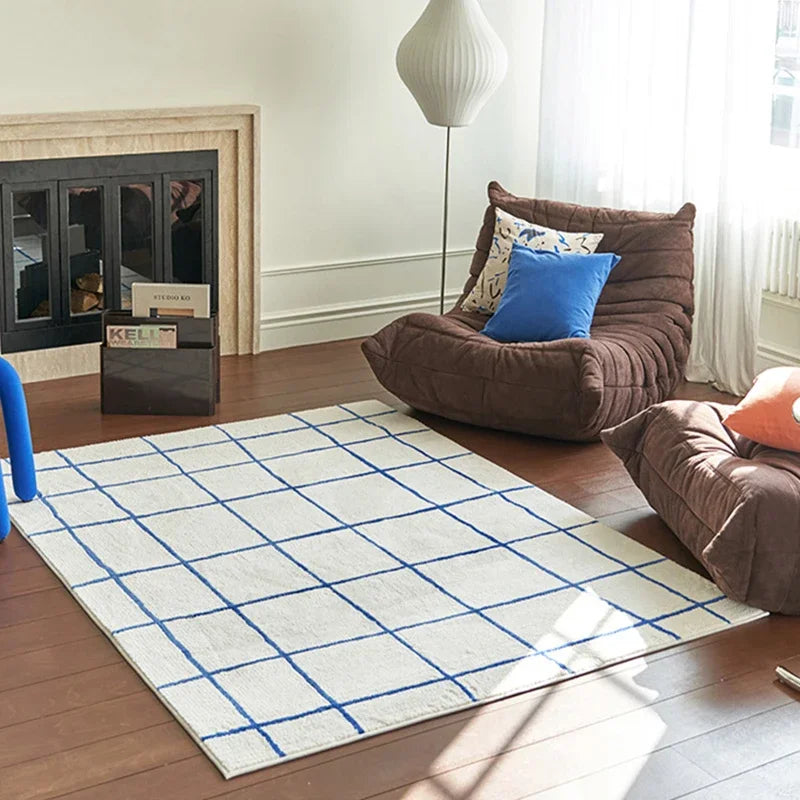 Retro Checkerboard Fluffy Plush Area Rug