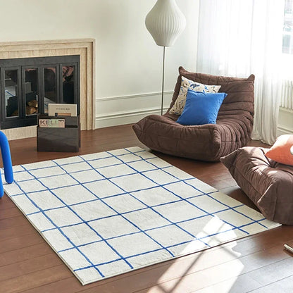 Retro Checkerboard Fluffy Plush Area Rug