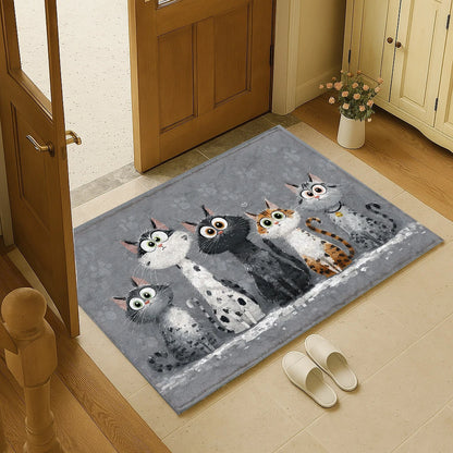 VIKAMA Gray Kitten Carpet Cute Non-Slip Doormat Kitchen Rug Bedroom Living Room Bedside Floor Mat Home Decor
