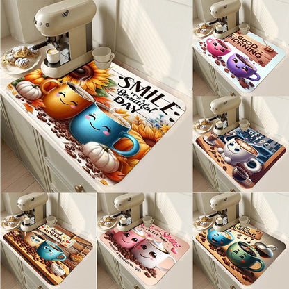 Absorbent Coffee Machine Drip Mat with Non-Slip Rubber Sole Anti-Dirt for Coffee Machine Kitchen Sink Bathroom Countertop