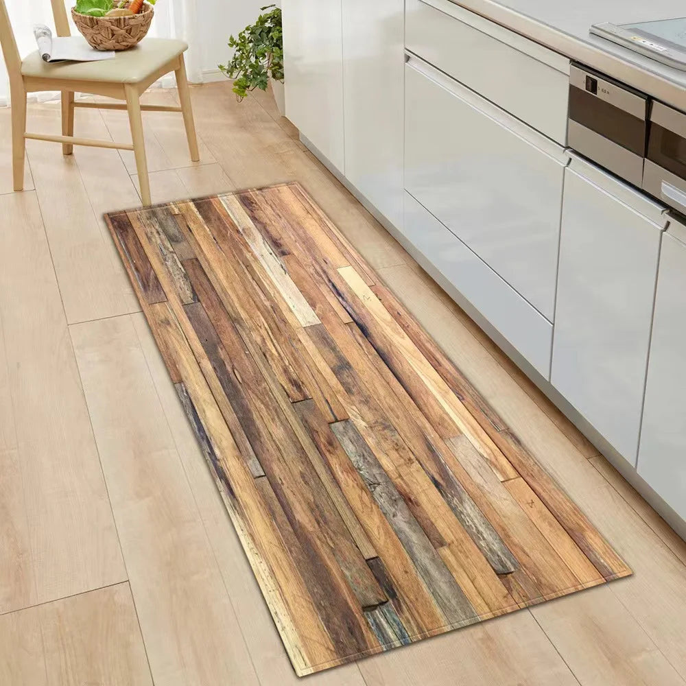 Rainbow Wood Panel Kitchen Floor Mat Non-Slip Area Rug Bathroom Laundry Entry Door Carpet Home Decor