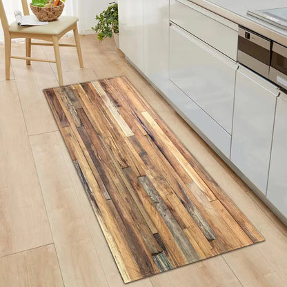 Rainbow Wood Panel Kitchen Floor Mat Non-Slip Area Rug Bathroom Laundry Entry Door Carpet Home Decor