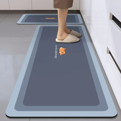 Long diatom mud oil-proof washable kitchen mat