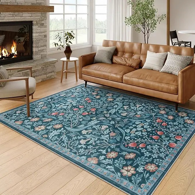 Floral vine pattern soft floor rug