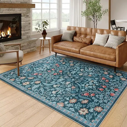 Floral vine pattern soft floor rug