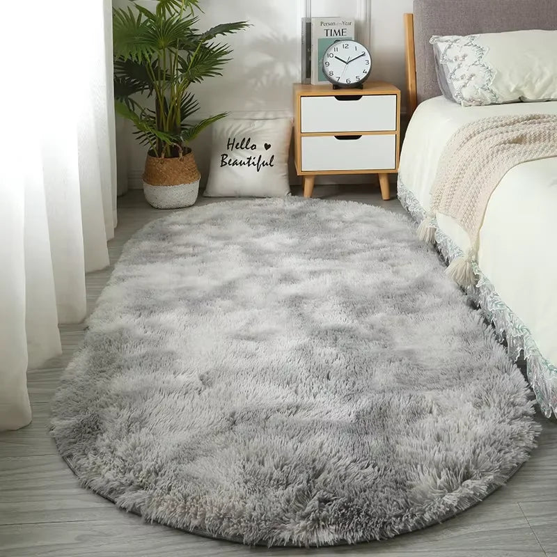 VIKAMA Oval Tie-Dye Rug Soft Bedside Living Room Kitchen Mat Home Decor
