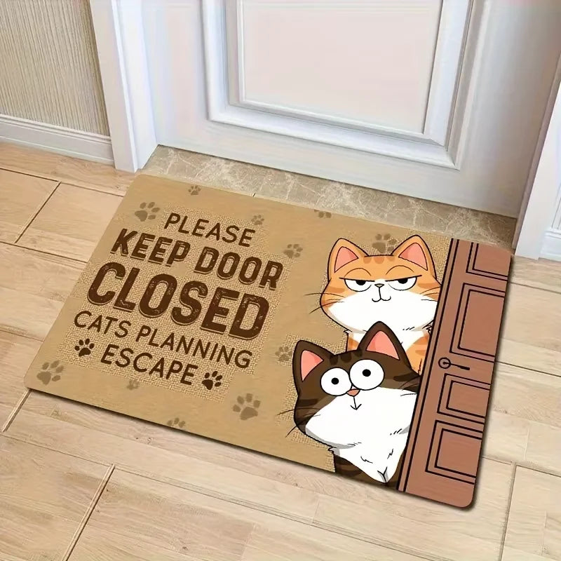 VIKAMA Cartoon Cute Cat Rug Washable Non-Slip Door Mat Bedroom Living Room Welcome Carpet Outdoor Floor Rug Home Decor