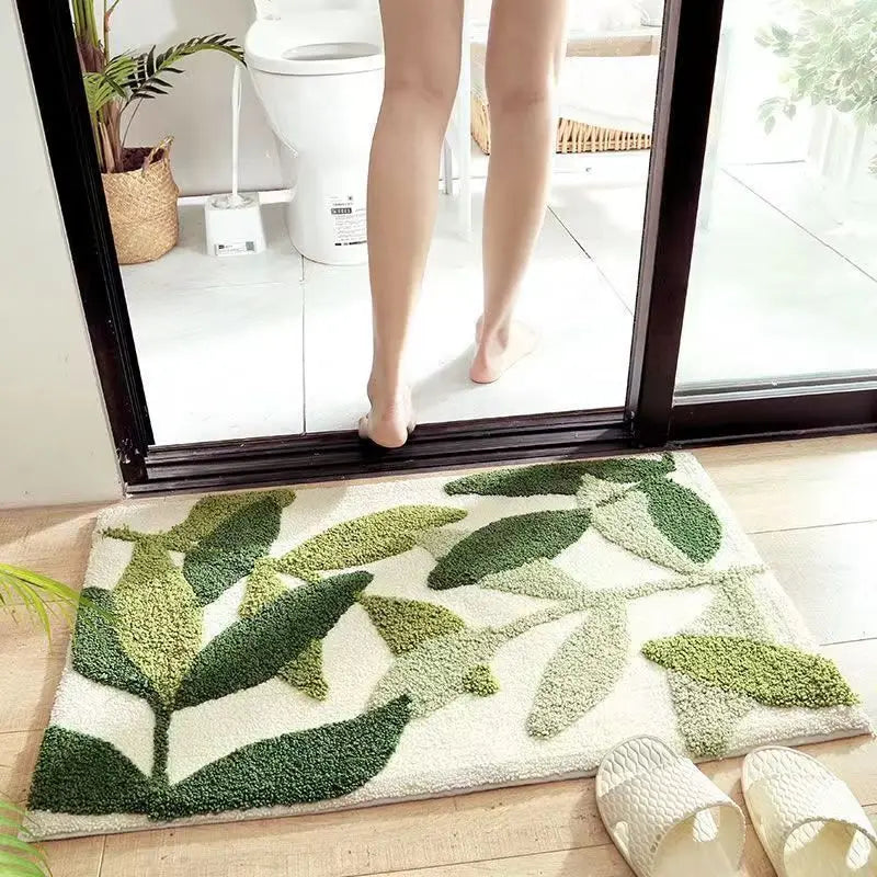 Watermelon Faux Cashmere Bathroom Floor Mat Non-Slip Toilet Carpet