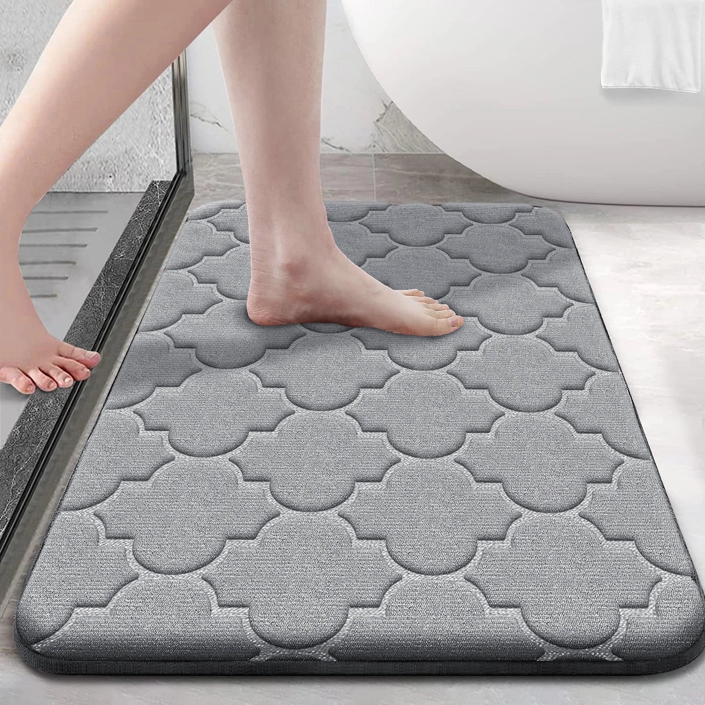 Memory Foam Bathroom Rug Non-Slip Ultra Soft Absorbent Machine Washable Floor Mat