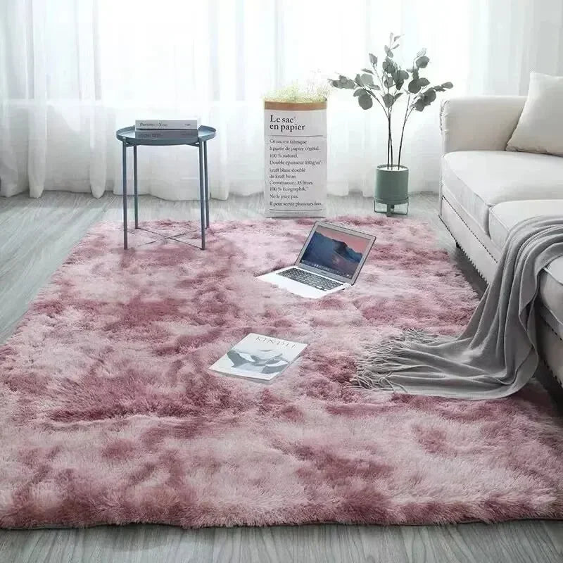 Gradient Silk Wool Rug Non-Slip Machine Washable Bedroom Living Room Kids Room Carpet Home Decor
