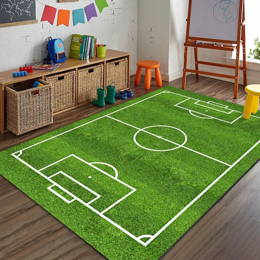 Sports Theme Racing Track Basketball Court Soccer Field Kids Play Mat Non-Slip Floor Carpet Bedroom Home Decoration Rug