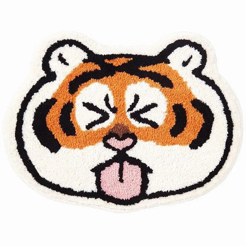 Fat Tiger Cartoon Floor Mat Imitation Cashmere Special-Shaped Absorbent Bathroom Entrance Door Rug Non-Slip Home Decor