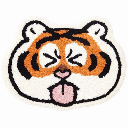 Fat Tiger Cartoon Floor Mat Imitation Cashmere Special-Shaped Absorbent Bathroom Entrance Door Rug Non-Slip Home Decor