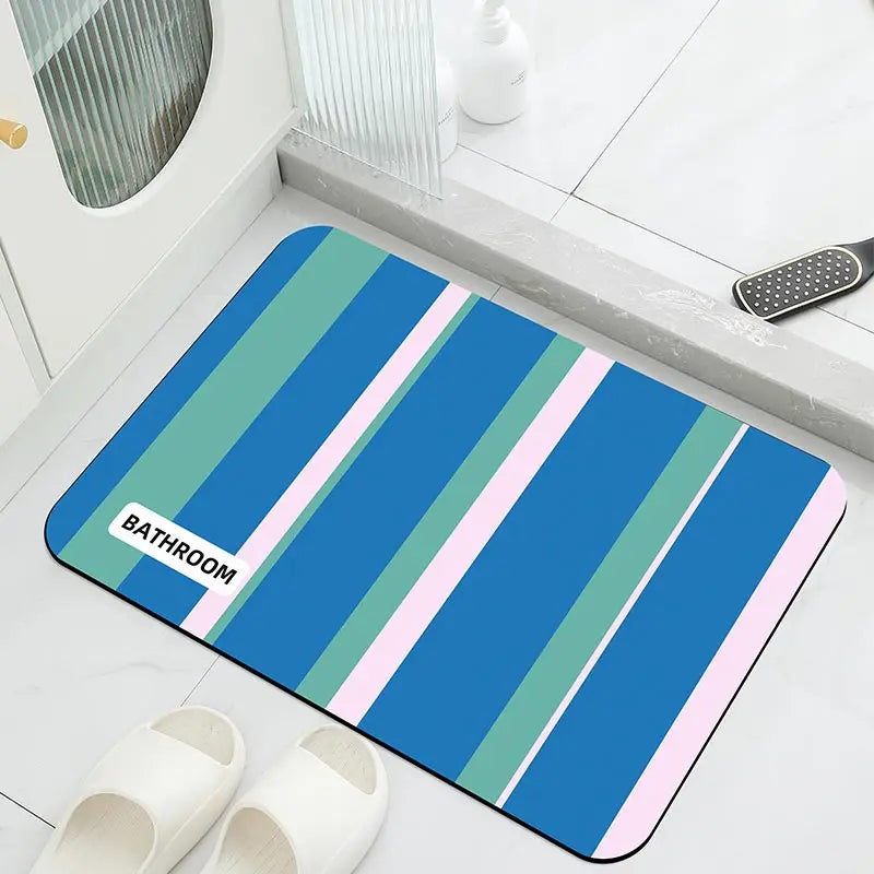 Non-Slip Bath Mat Striped Star Royal Blue Rug Independence Day Bedroom Bathroom Carpet Home Decor